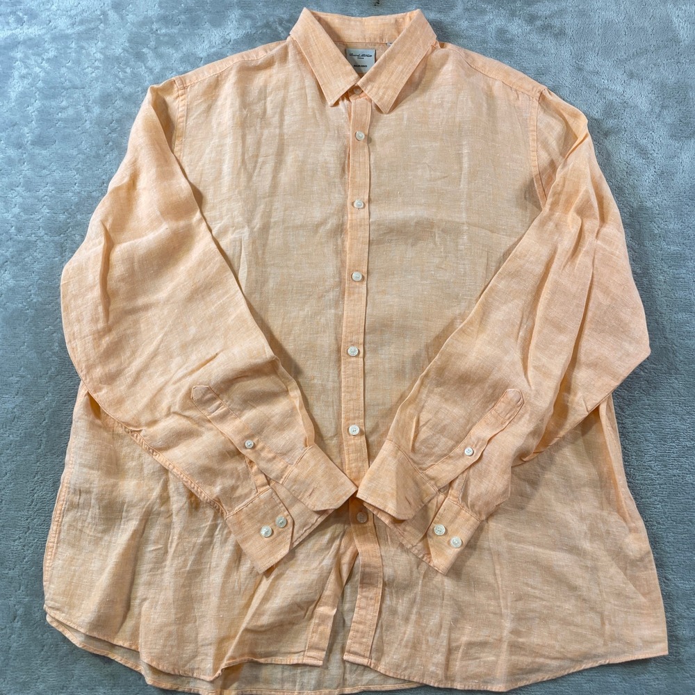 Murano Baird McNutt Linen Shirt Mens XL Orange Summer Resort Beach Vacation